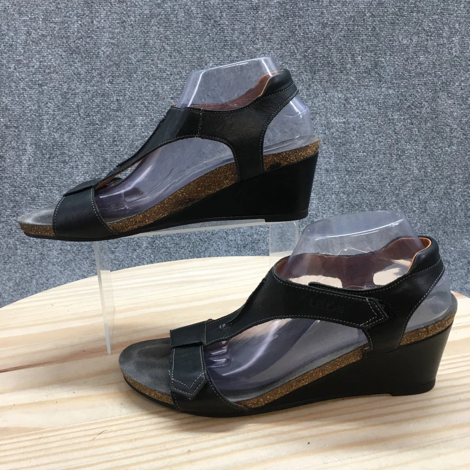 Sandalias Taos para mujer 42 Sheila 2 Gladiador negras informales gancho y bucle tacones de cuña Foto 2 de 4