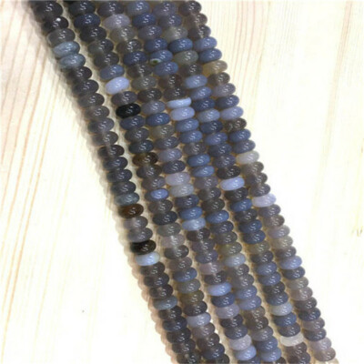 Strand/67Pcs 10x6mm Natural Gray Agate Rondelle Abacus Loose Beads  HH352