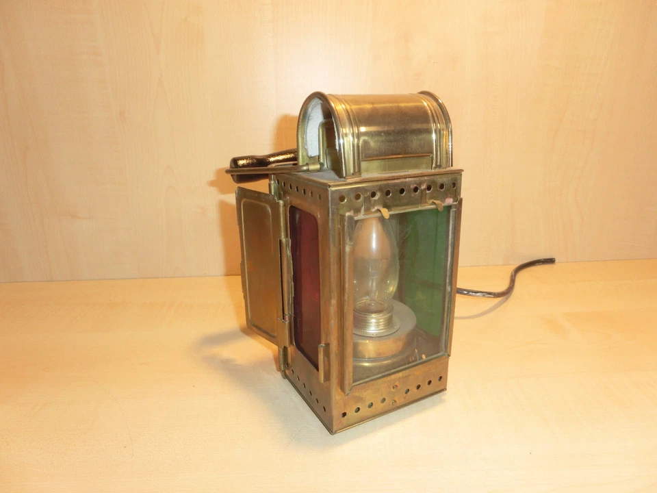 15267) Eisenbahn - alte Original Schaffner Lampe - elektr. - H. 27 cm - ansehen