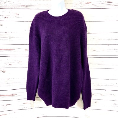 Zara Sweater Women's Large Purple Crew Neck Pullover Fuzzy