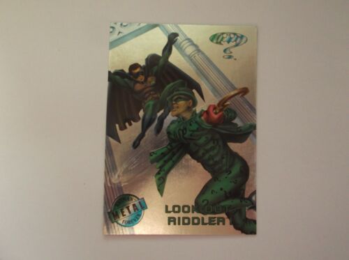 Fleer / DC -Batman Forever Metal "LOOK OUT, RIDDLER!" #77 Silver Flasher Card - Picture 1 of 2