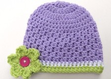 CROCHET FLOWER HAT baby infant toddler child adult purple knit photo prop USA