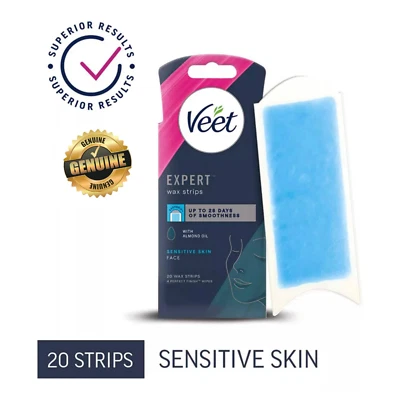 Veet Face Cold Wax Hair Removal Wax Strips Sensitive Skin 10 Double Sided 20 Pcs