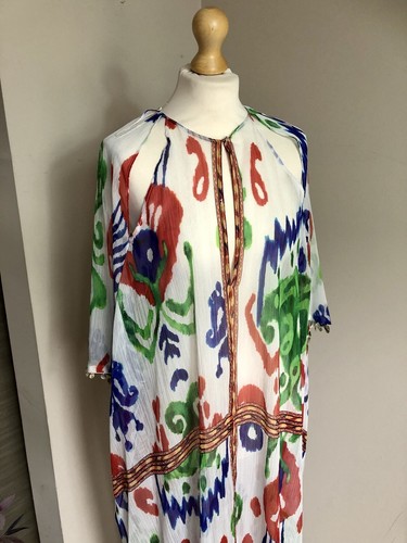 ZARA long semi sheer floral printed chiffon Kaftan Holiday Cover up Oversized - Picture 4 of 15