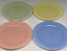 4 Moderntone Hazel Atlas Little Hostess Pastel Dishes 6" plate