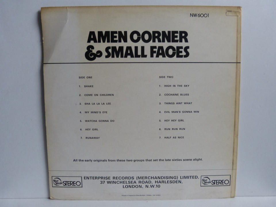 Small Faces & Amen Corner LP same / New World NW 6001 von 1972 eBay