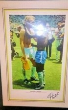 020 - Framed PELE print celebrating with Bobby Moore