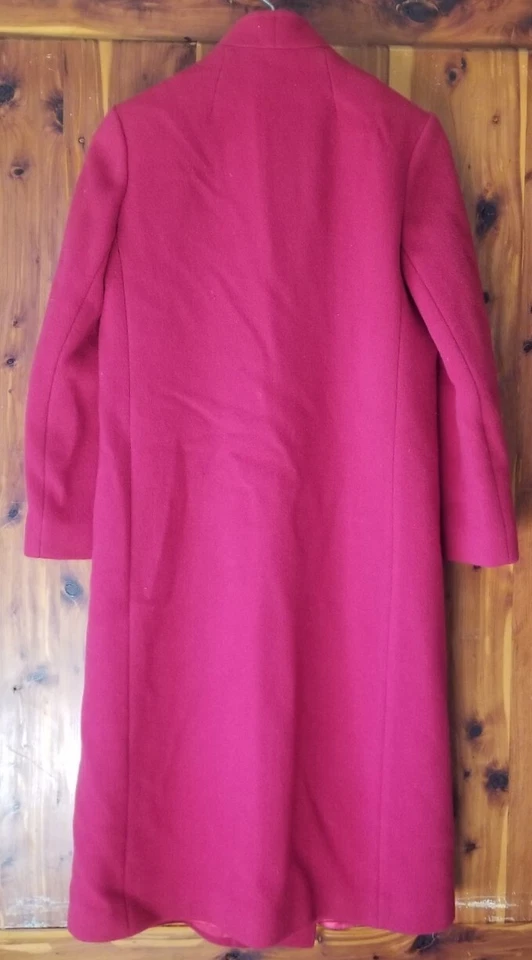 LARRY LEVINE PETITES WOMEN'S RED PEA COAT  WOOL SINGLE-BREASTED MADE IN USA  - Image 2 of 4