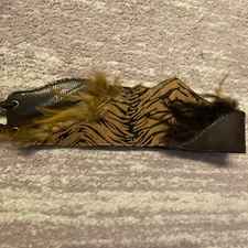 Vintage Genuine Feather Belt Size M /L 31" Wood Brown Tiger BOHO Tiger Sash