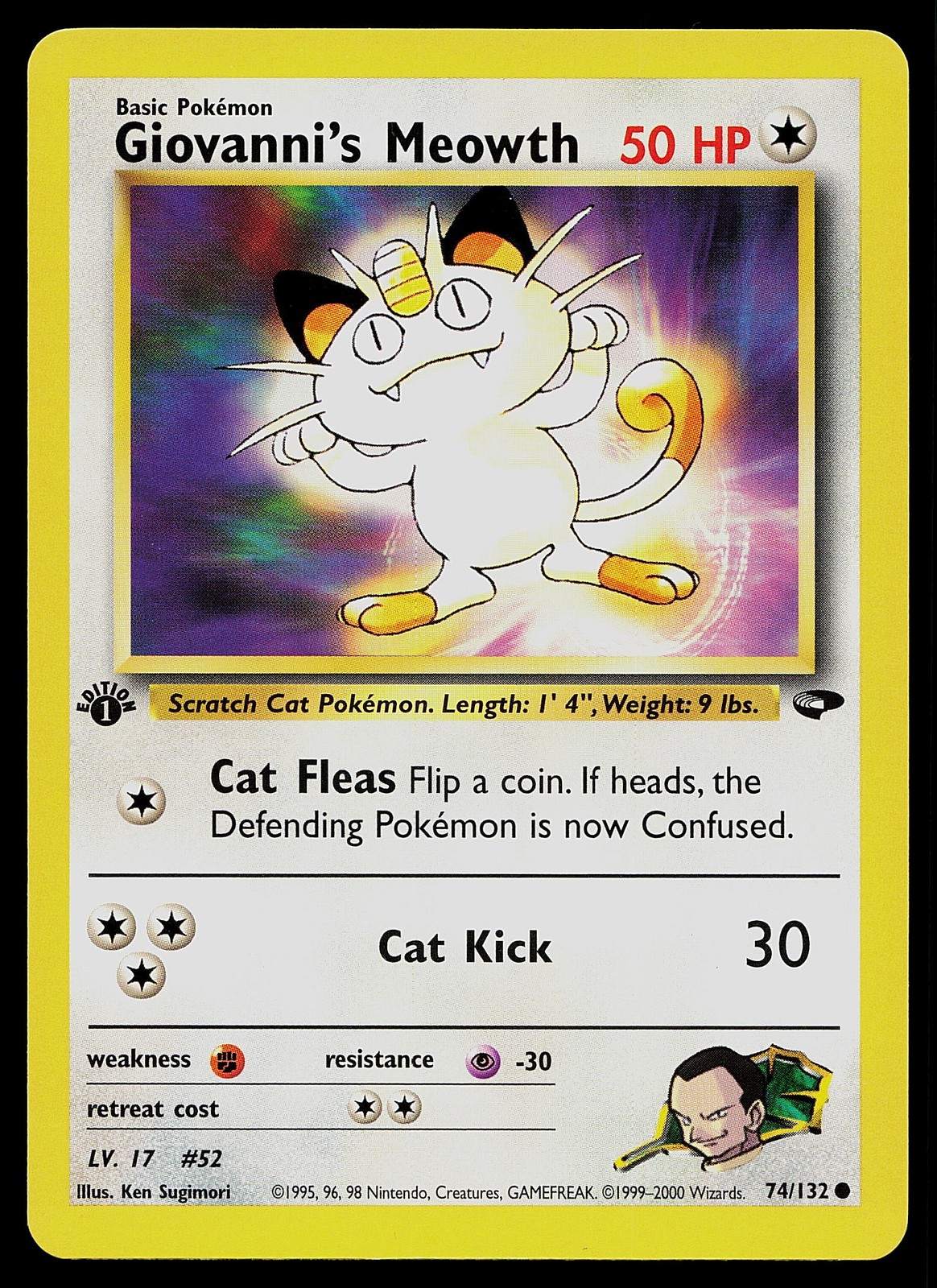 Pokemon Card - Giovanni's Meowth Gym Challenge 74/132 Common 1st Edition