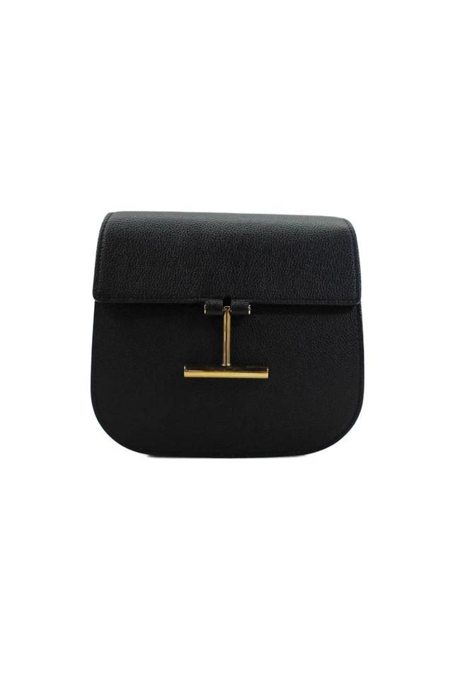 Bolso de hombro bandolera Tom Ford de cuero tono dorado con solapa negro para mujer Foto 2 de 4