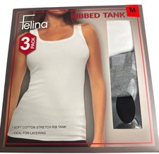 Felina Ribbed Tank 3-Pack Medium Soft Cotton Stretch Ideal For Layering NWT