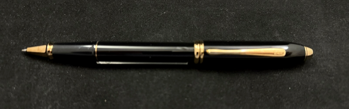 Cross Townsend Rollerball Pen in Black Lacquer with 24K Gold Trim