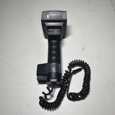 METZ 45 CT-5 FLASH, BRACE, SYNC CORD, QUANTUM PM-M CORD. TESTED-VG CONDITION.
