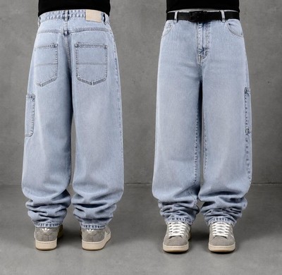 Le Jean De Marithe Francois Girbaud Jeans Mens Blue Baggy Wide Leg Denim Pants