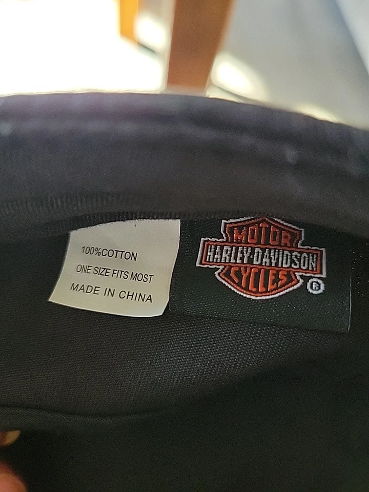 Mujer Harley Davidson Motociclista Estrás Deslumbrante Negro Sombrero Solapa Gorra Ajustable Foto 4 de 4