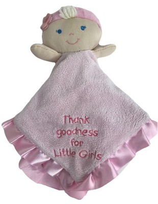 Baby Blankey Security Lovey Thank Goodness For Little Girls Pink Crinkle