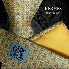 HERMES Pre-Owned Necktie Yellow Blue Geometric Pattern