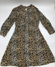 Gap Womens Dress Animal Print Leopard Long Sleeve Safari Boho Neutral size 4 P