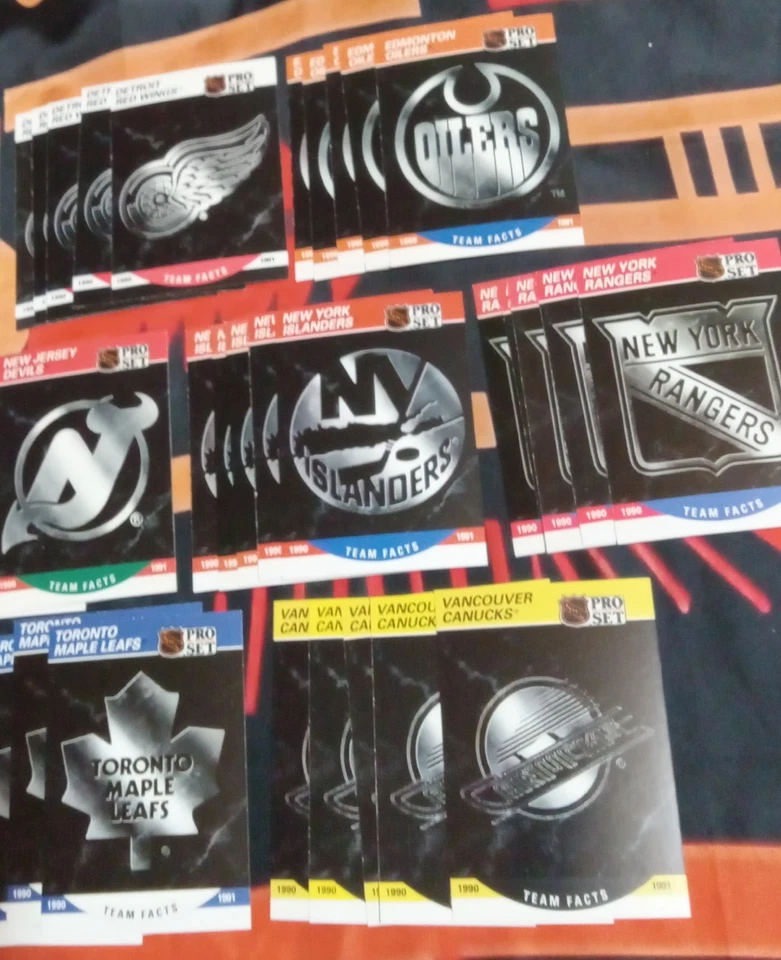 5x Juegos Completos 1990-91 Juego Profesional Logotipo Equipo de Hockey Arte Retro (105 Cartas) ¡Como Nuevo! Foto 4 de 4