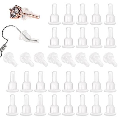 60 PCS Full-Cover Silicone Earring Backs for Studs, Clear Earring Backs Clear 