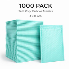 Teal Poly Bubble Mailers 000 4x8   1000 Pack Padded Peel  Seal Shipping Bags
