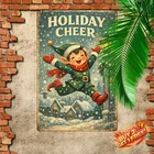 Vintage Christmas Elf Metal Tin Sign 8x12 Festive Home Decor Wall Art