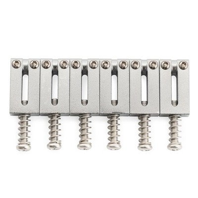 Musiclily Ultra 6Pcs Chrome 10.5mm Modern Brass Saddle Set For Strat Tele Guitar