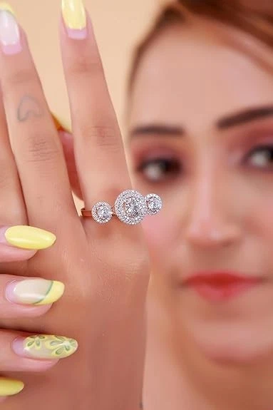 0.64 Ct red Round & Diamond Wedding Ring 14k White Gold - Image 4 of 4