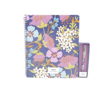 Vera Bradley Coffee Garden Large Spiral Notebook & Ball Point Pen Set NWT