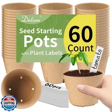 Dalzom® 60Pcs 4” Peat Pots with 60Pcs Plant Labels, Biodegradable