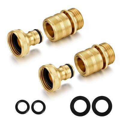 Garden Hose Quick Connect Solid Brass 3/4 Inch GHT External Thread Fittings M...