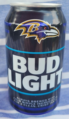 2026 Baltimore Ravens Bud Light NFL Football Beer Can Bottom Opened Empty