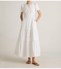 NWT Quince Organic Cotton Poplin tiered white maxi dress