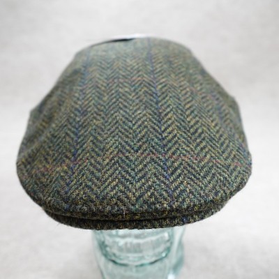 Mucros Hat XL Green Blue Newsboy Cap Wool Herringbone Tweed Ireland NEW