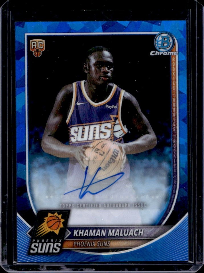 2025 Bowman Sapphire Khaman Maluach Chrome Auto Autograph Rookie RC #BCA-KM Suns