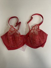Savage X Fenty Womens Red HEARTS LACE BRALETTE Size 38DDD