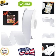 White Grosgrain Ribbon 1-1/2 inch X 50 Yards Ribbon for Gift Package Wrapping...