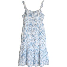 Floral Button DownTiered Midi Dress Ruffle Strap Lace Trim Lined Grandmacore M