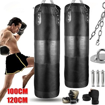 Boxsack mit Handschuhe, 100cm/120cm Erwachsener Gefüllt Kickboxen Punch Bag Set
