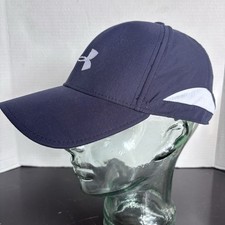 New Under Armour Womens Navy Blue Ball Cap Reflective Logo Adjustable Strap Back