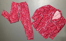 Bed Head Womens M Pajamas 100% Fine Cotton Flannel Two Pieces Set Pink Paris