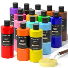 Shuttle Art Acrylic Paint, 15 Colors Acrylic Paint Large Bottle Set, 473ml/16...