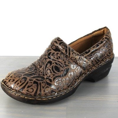 Born Concept Embossed Boho Clogs Nurse Shoes Size 10 Brown Leather Grandmacore