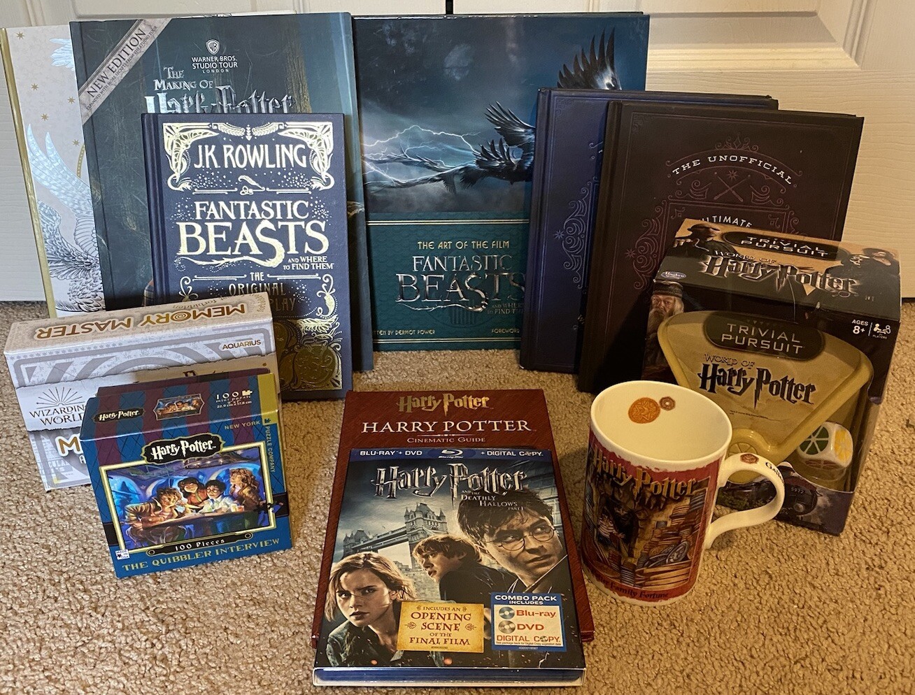 Harry Potter lot of 12/bundle - 7 Books/2 Games/NEW DVD-BluRay/Mug/NEW Puzzle