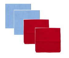 Lot of 4 Plain Bandana Cotton Face Mask Head Warp Scarf : RED, Sky blue