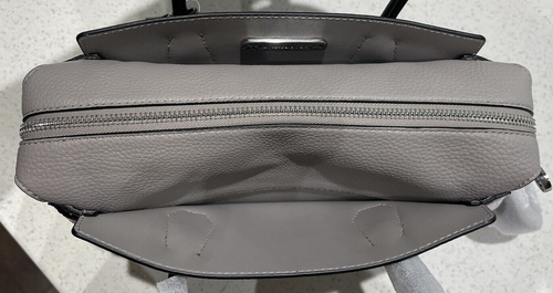 MICHAEL KORS MERCER MEDIUM ZIP BELTED SATCHEL SHOULDER BAG MK BLACK GREY LEATHER - Picture 8 of 12