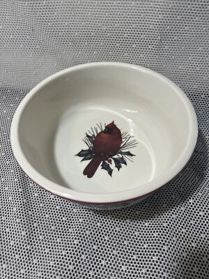 LENOX WINTER GREETINGS 6  CEREAL BOWL RED RIBBON 