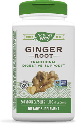 Ginger Root 1,100mg - Traditional Digestive Support - 240 Vegan Capsules