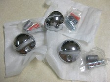 Lot of 3 Chrome Bright Finish Low Floor Mount Dome Rubber Door Stops w/ Hardware